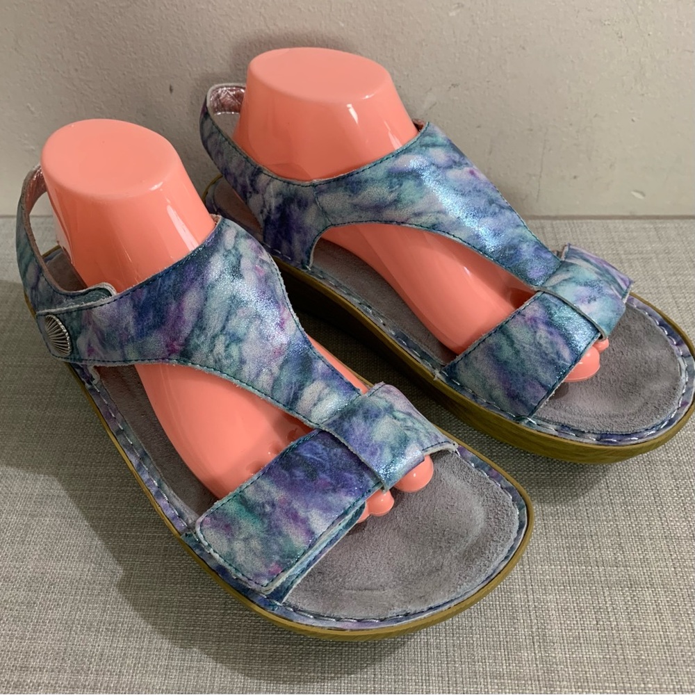 Women's ALEGRIA Iridescent KENDRA 298 Metallic BLUE Adjustable SPORT SANDALS 41